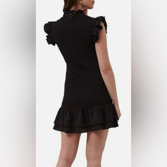 French Connection Flutter Sleeve Verona Smocked Crepe Mini Bodycon Dress - Picture 5 of 11